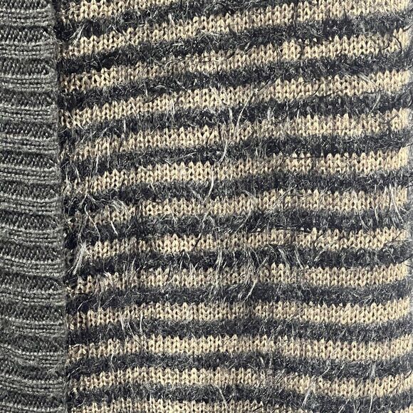 Rachel Roy Sweater Dress Womens Large Black Brown Striped Stretch Wool Fitted - Picture 4 of 13